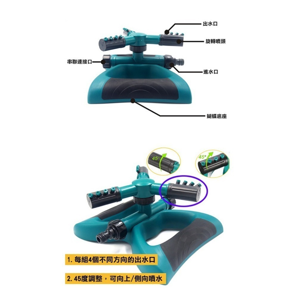 《360度自動灑水器》大三叉噴水頭 多種款式 旋轉 澆水草坪 灑水噴頭 園藝【飛兒】-細節圖5