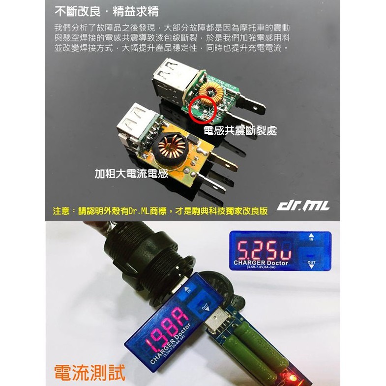 DR.ML USB+電壓表 二合一 USB充電座 加強防水 附保險絲線組 車充 快充 充電器 260【飛兒】 Z43-細節圖2