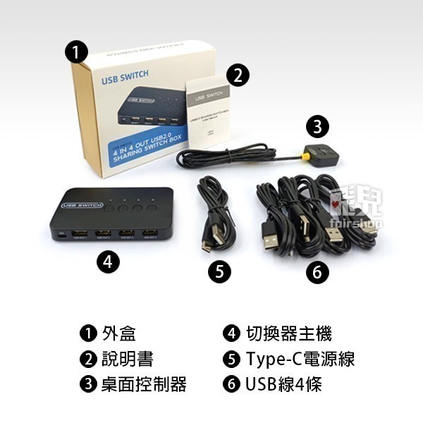 《USB分享切換器4進4出》USB切換器 螢幕切換器 分頻器 桌面控制器 電腦切換器 自動切換器【飛兒】15-1-24-細節圖8