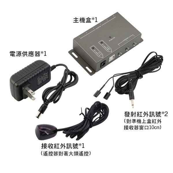 紅外線轉發盒 遙控轉發器 紅外接收延長線 4發射1接收 遙控接收回傳 控制4台影音家電 256【飛兒】 15-3-43-細節圖2