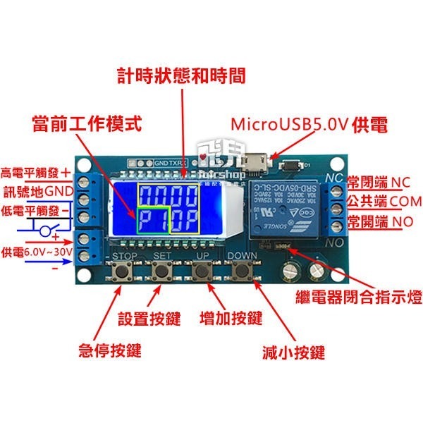【飛兒】延時斷電模組 XY-LJ02 帶液晶顯示 繼電器模塊 延時斷電 斷開 觸發延時 循環定時 電路開關 231 17-細節圖3