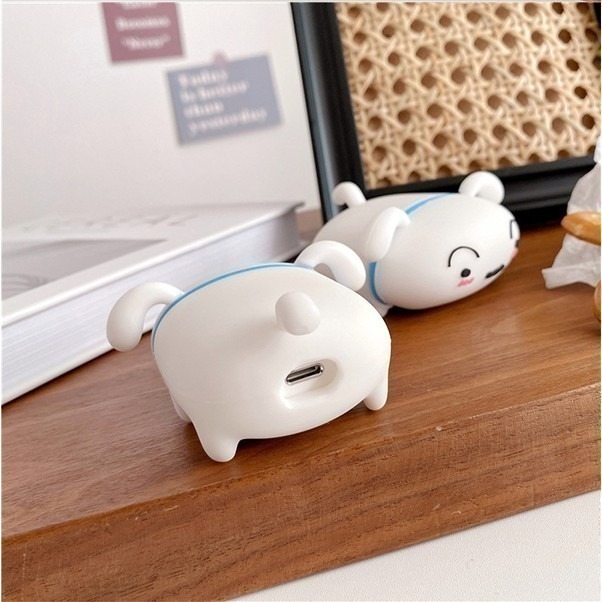 《AirPods pro／pro 3／第四代 矽膠保護套 趴趴小白》耳機防塵套 耳機盒 耳機殼 藍芽耳機套 矽膠【飛兒】-細節圖9