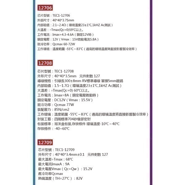 製冷晶片TEC1-12704 12715 12709 12710 12705 12712 12708 12703【飛兒-細節圖6