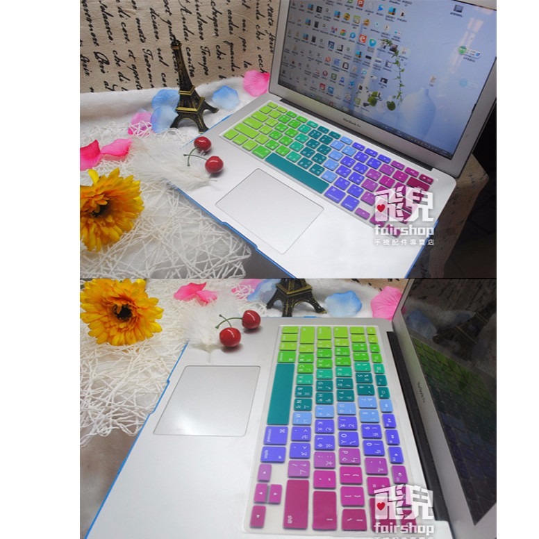 漸層色鍵盤膜 帶注音 MacBook Air 11 超薄合身保護膜 筆電鍵盤膜 163【飛兒】-細節圖3
