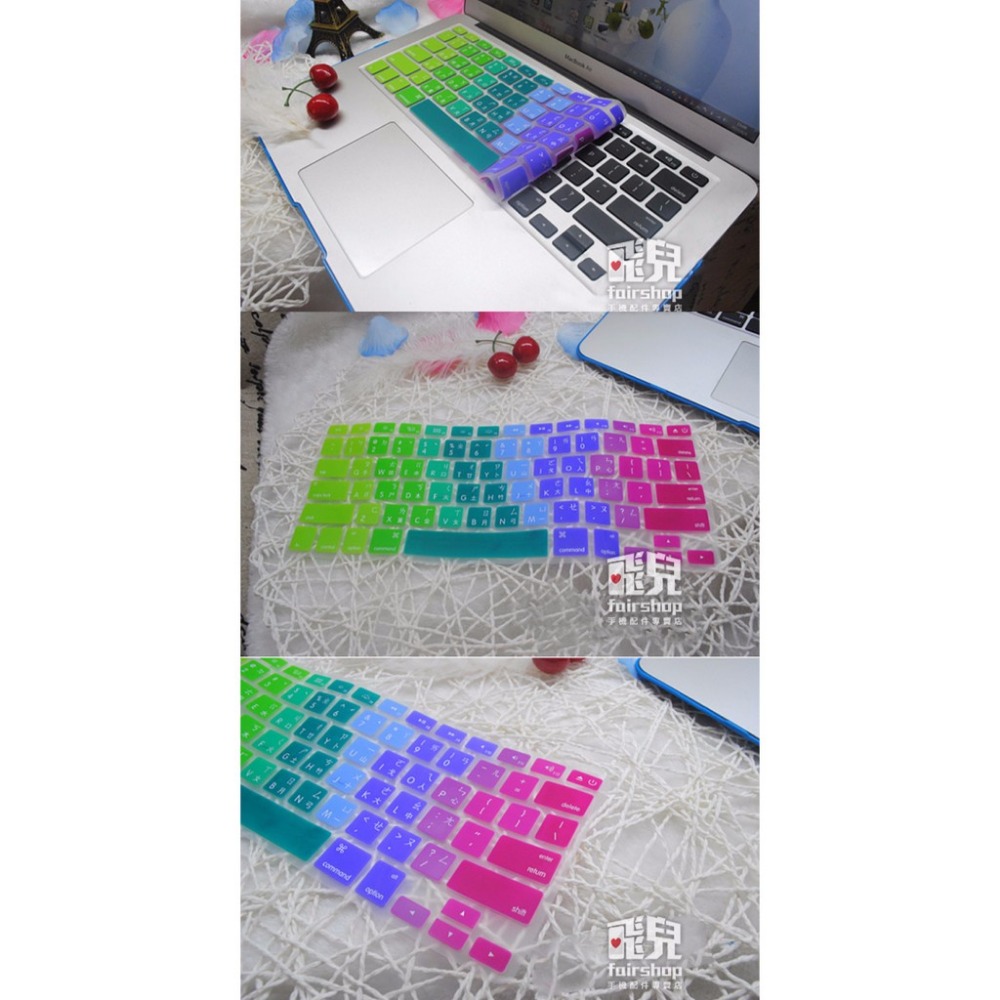 漸層色鍵盤膜 帶注音 MacBook Air 11 超薄合身保護膜 筆電鍵盤膜 163【飛兒】-細節圖4
