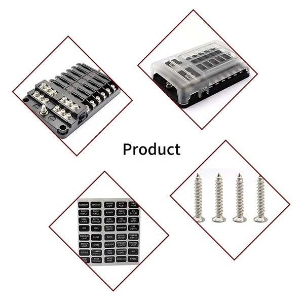 1進12出保險絲盒 帶LED指示燈 汽車 貨車 露營車 船 保險絲盒座 螺絲接線 端子款 1進12出 12-32V【飛兒-細節圖7