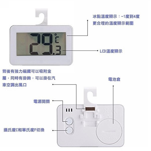 《冰箱警報溫度計 LK-60》LCD數字冰箱警報 冰箱溫度計 冰箱結霜警報 冰箱溫度計 防水大屏幕 【飛兒】-細節圖4