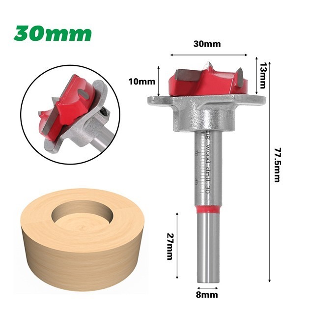 《木盒款 15-35mm 木工開孔器套裝 定位款 開孔器5件套》硬質合金平翼鑽 可調節鉸鏈 合頁擴孔器【飛兒】8-6-1-細節圖7