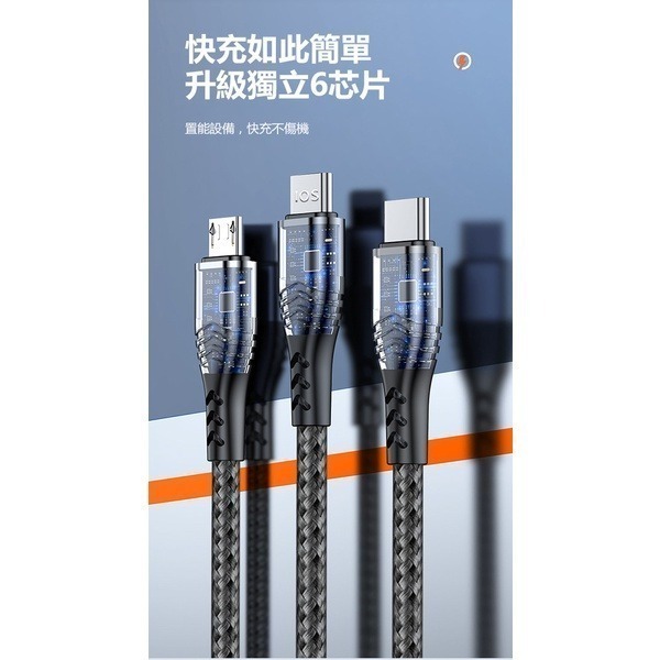 《一拖三快充線》三合一 TYPE-C 充電線 傳輸線 數據線 快充線【飛兒】Z26-細節圖4