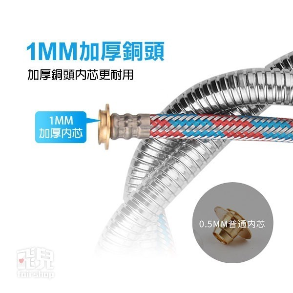 《不鏽鋼銅芯加密淋浴管 1.5米／2米／3米》國際通用接口 淋浴管 高壓管 花灑管 淋浴軟管 合金 銅芯管【飛兒】-細節圖5
