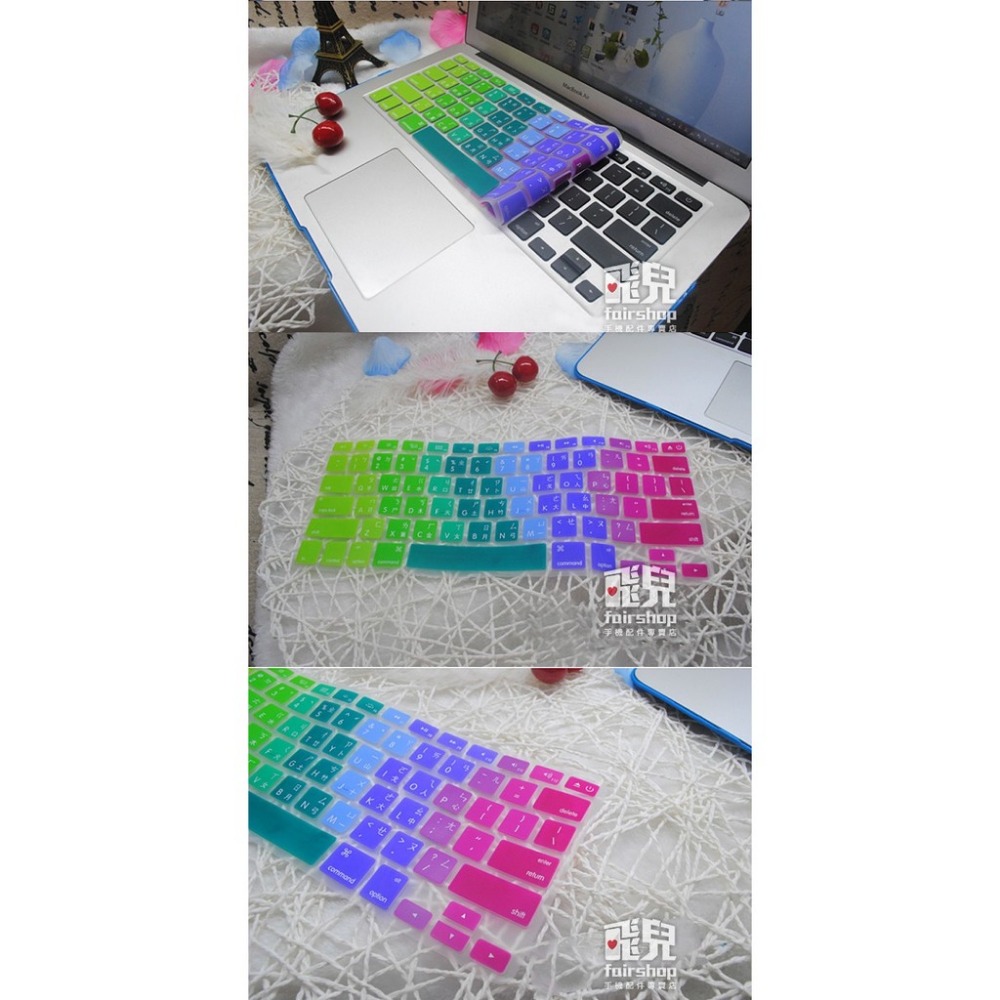 漸層色鍵盤膜 帶注音 MacBook 多型號通用 超薄合身保護膜 筆電鍵盤膜 163【飛兒】 賣完刪-細節圖3