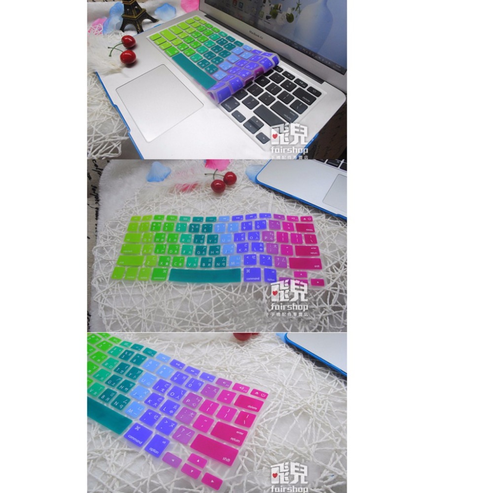 【飛兒】漸層色鍵盤膜 帶注音 MacBook TOUCH BAR 13/15 通用 超薄合身保護膜 筆電鍵盤膜 163-細節圖3