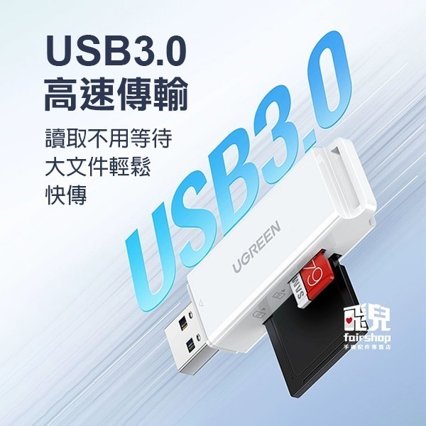 綠聯《USB3.0雙卡雙讀 讀卡機》SD/TF 高速 隨插即用 記憶卡 手機/相機/筆電【飛兒】Z28-細節圖3