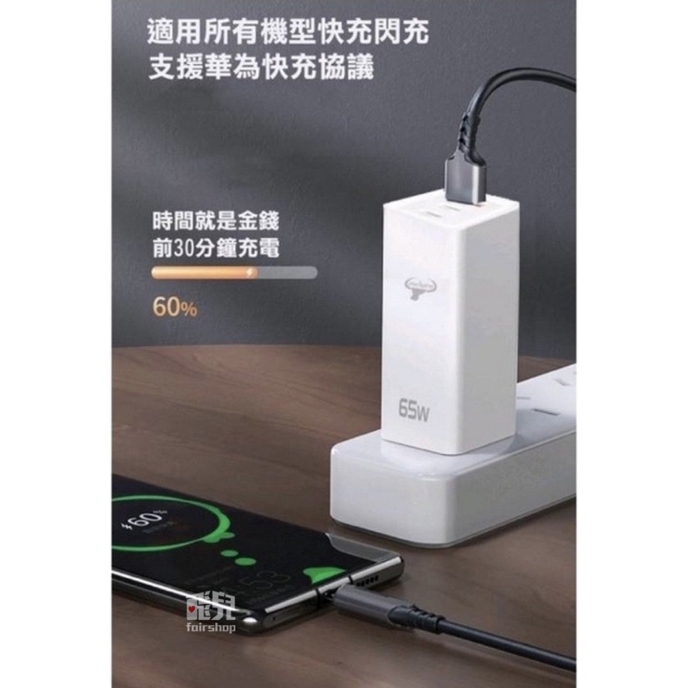 《GT氮化鎵三孔PD+QC快充旅充頭 C2A-GT-65W》65W USB-C/USB 插頭 充電頭(GT)【飛兒】-細節圖4