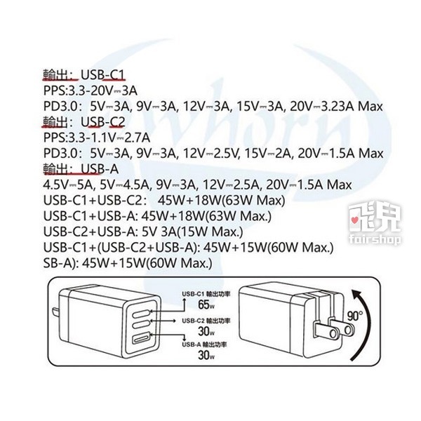 《GT氮化鎵三孔PD+QC快充旅充頭 C2A-GT-65W》65W USB-C/USB 插頭 充電頭(GT)【飛兒】-細節圖7