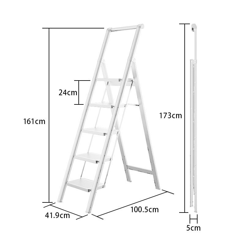 《家用人字折疊梯帶扶手 3步/4步/5步》碳鋼材質 踏板加厚加寬 工作梯 摺疊梯 A字梯 梯子 萬用梯【飛兒】-規格圖9