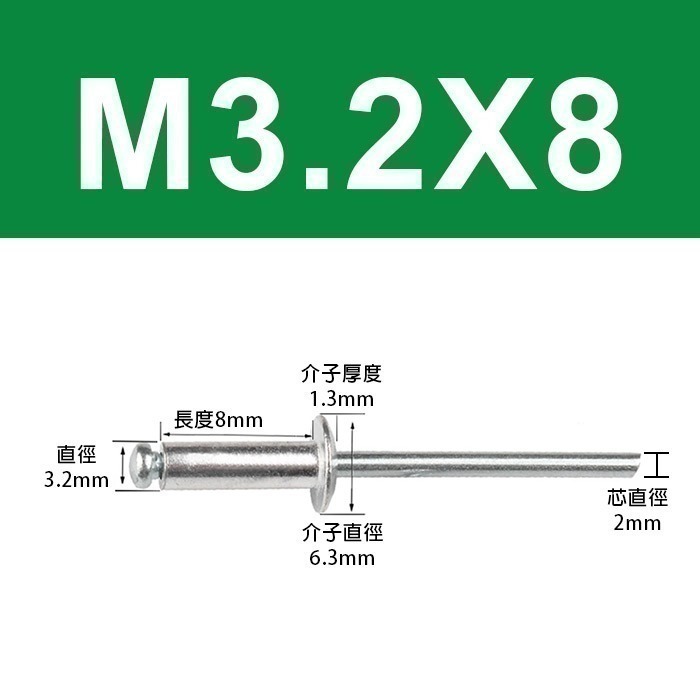《鉚釘 3.2/4/5mm 50入》多種規格 拉釘 拉鉚釘 抽芯鉚釘 圓頭抽心 圓頭拉釘【飛兒】21-5-規格圖5
