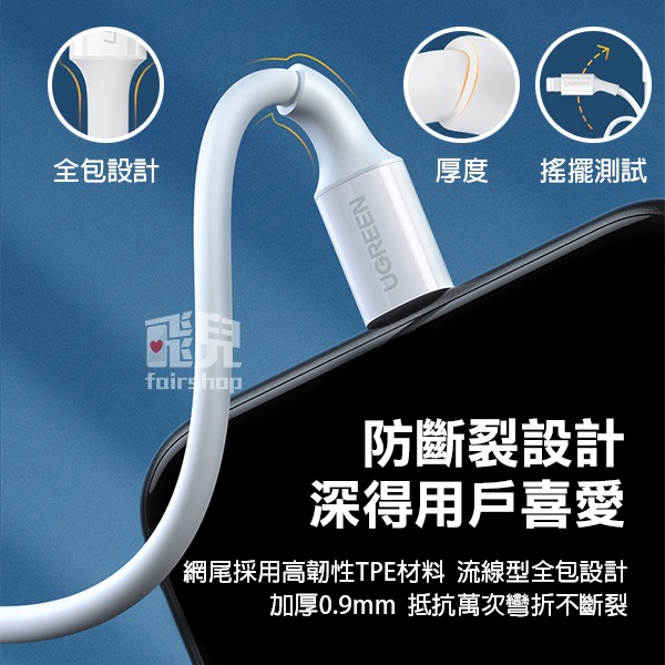 綠聯 蘋果認證！ MFI Lightning USB 傳輸線 0.5米/1米/1.5米/2米 充電線【飛兒】-細節圖3