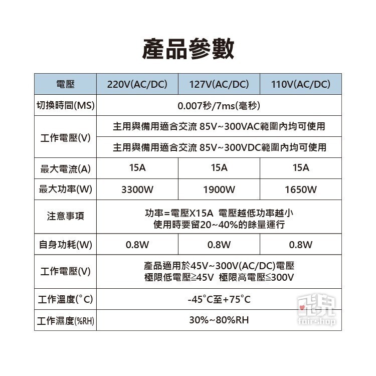《15A 110V-220V交流雙電源自動切換器》AC ATS UPS 不斷電 停電自動切換 高速電源切換 切換備用電源-細節圖3