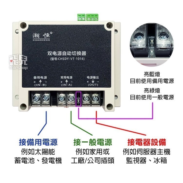 《15A 110V-220V交流雙電源自動切換器》AC ATS UPS 不斷電 停電自動切換 高速電源切換 切換備用電源-細節圖4