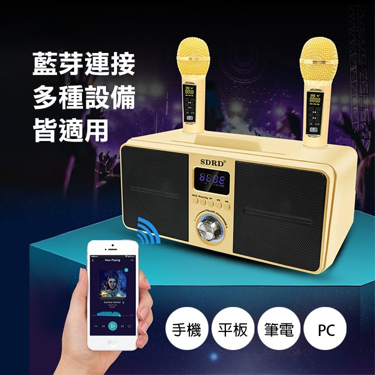 《SDRD麥克風音箱》藍牙音箱 雙人無線麥克風 KTV 卡拉OK 藍牙喇叭 藍牙音響【飛兒】Z38-細節圖2