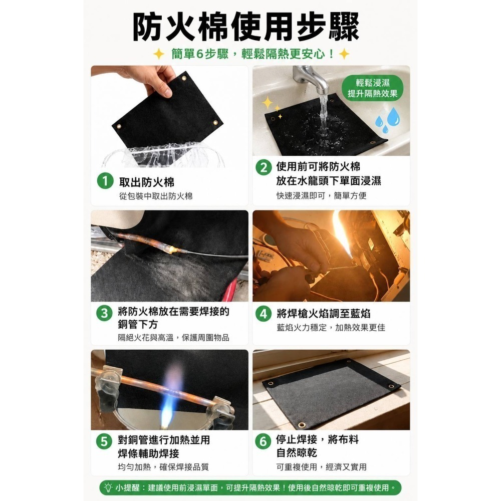 耐高溫《電焊焊接防火棉 大/中/小》防火布 防火毯 擋火布 防焊布 焊接隔熱墊 銅管焊接 水電 冷媒 空調 冰箱【飛兒】-細節圖8