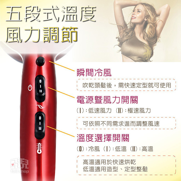 《日象高效能恆溫吹風機 ZOD-1155》1400W 溫度微調 AC馬達 低電磁波 風力強 五段風力調節【飛兒】-細節圖5