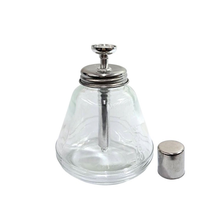 《玻璃酒精瓶》玻璃按壓瓶 酒精按壓瓶 美甲按壓瓶 溶劑瓶 漏斗按壓式 液壓瓶 松香水 洗板水 壓泵瓶 防腐耐酸【飛兒】-規格圖7