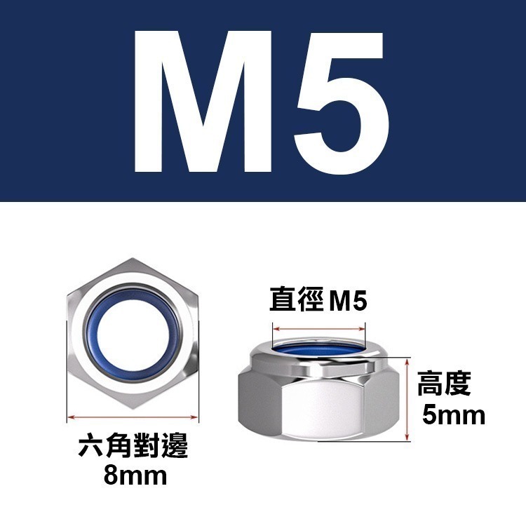 多規格《304不鏽鋼防鬆動螺母》10入裝 M3-M20 公制 防松螺母 自鎖螺母 止退螺母 六角螺帽 防滑鎖緊【飛兒】-規格圖7