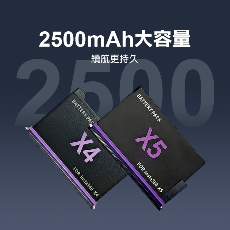 《Insta360 X4／X5 運動相機電池／雙孔電池充電器》運動相機電池 副廠電池 2500mAh 高容量【飛兒】-細節圖2