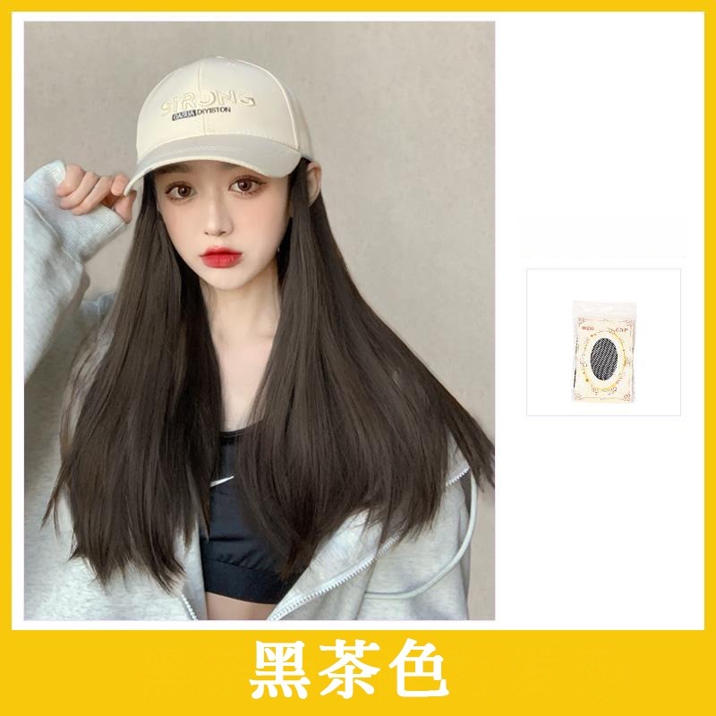 現貨在台附發票❤帽子一體式假髮 女假髮長髮假髮帽子夏季一體女時尚長直髮百搭仿真人髮絲全頭套式-規格圖6