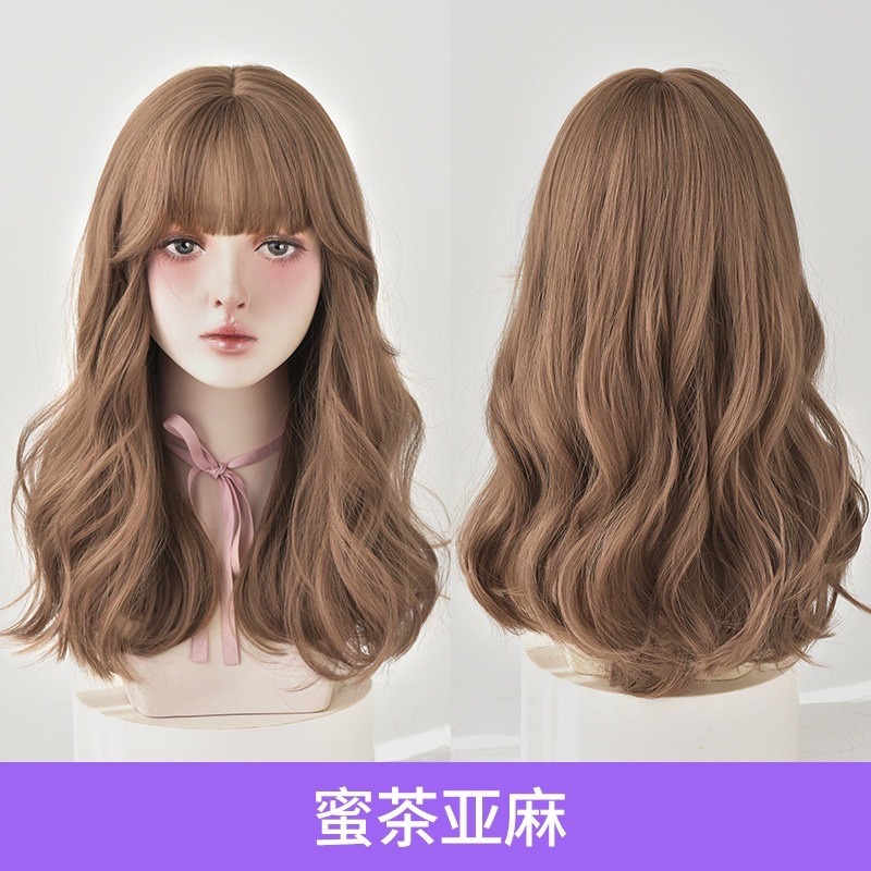 [台灣出貨+附發票]漸變色整頂式假髮 空氣劉海瀏海長捲大波浪中長直全頂假髮日系假髮505 8867 55004-規格圖10