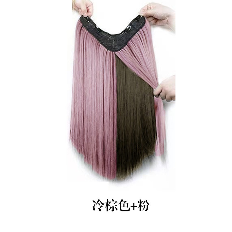 [台灣現貨附發票]❤巴黎畫染直髮假髮片 假髮女長直髮巴黎畫染V型沉睡式掛耳染髮片蓬鬆自然增髮量假髮片 B I-規格圖9