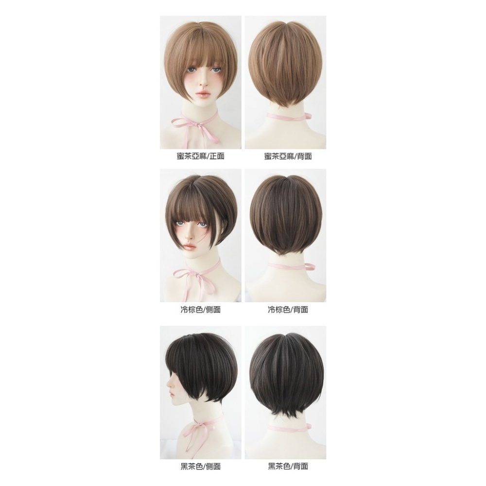 [台灣現貨附發票]❀韓國新品整頂式假髮女 空氣劉海短髮全頂假髮 玫瑰網假髮 仿真假髮3110 3136 I-細節圖8