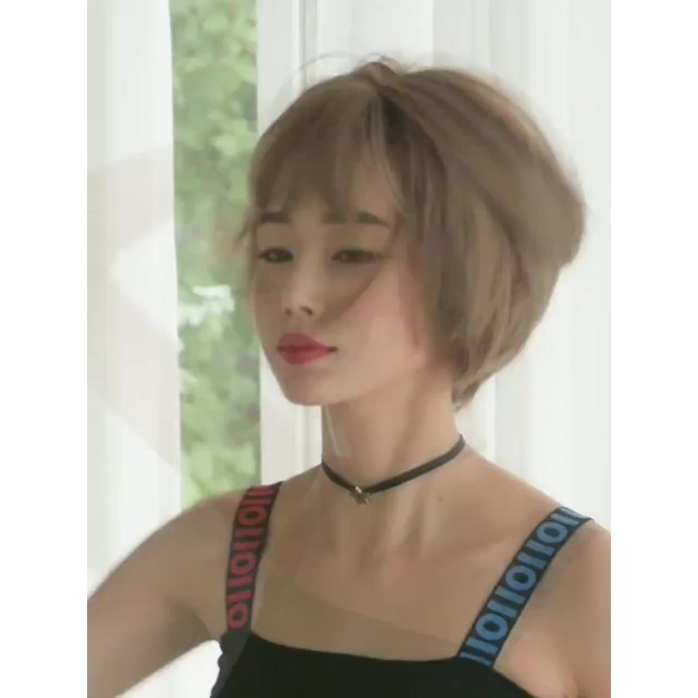 [台灣現貨附發票]❀韓國新品整頂式假髮女 空氣劉海短髮全頂假髮 玫瑰網假髮 仿真假髮3110 3136 I-細節圖9