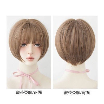 [台灣現貨附發票]❀韓國新品整頂式假髮女 空氣劉海短髮全頂假髮 玫瑰網假髮 仿真假髮3110 3136 I-規格圖11