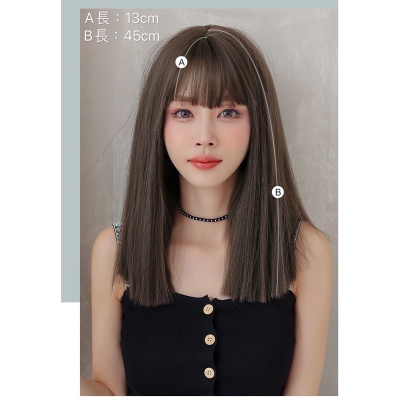 [現貨在台附發票]❀中長款整頂假髮 整頂式假髮女 空氣劉海瀏海漸層挑染中長直全頂假髮日系假髮 6139 508 I-細節圖7