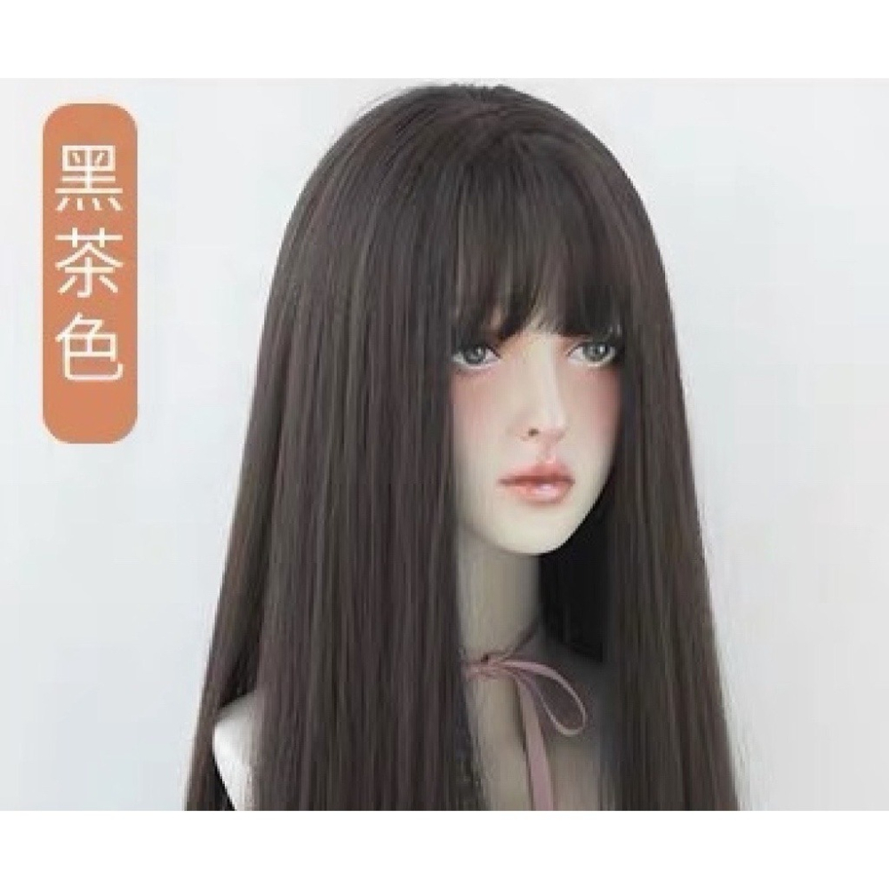 [現貨在台附發票]❀中長款整頂假髮 整頂式假髮女 空氣劉海瀏海漸層挑染中長直全頂假髮日系假髮 6139 508 I-細節圖10