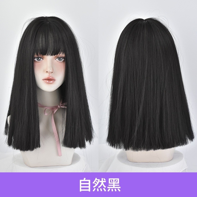 [現貨在台附發票]❀中長款整頂假髮 整頂式假髮女 空氣劉海瀏海漸層挑染中長直全頂假髮日系假髮 6139 508 I-規格圖10