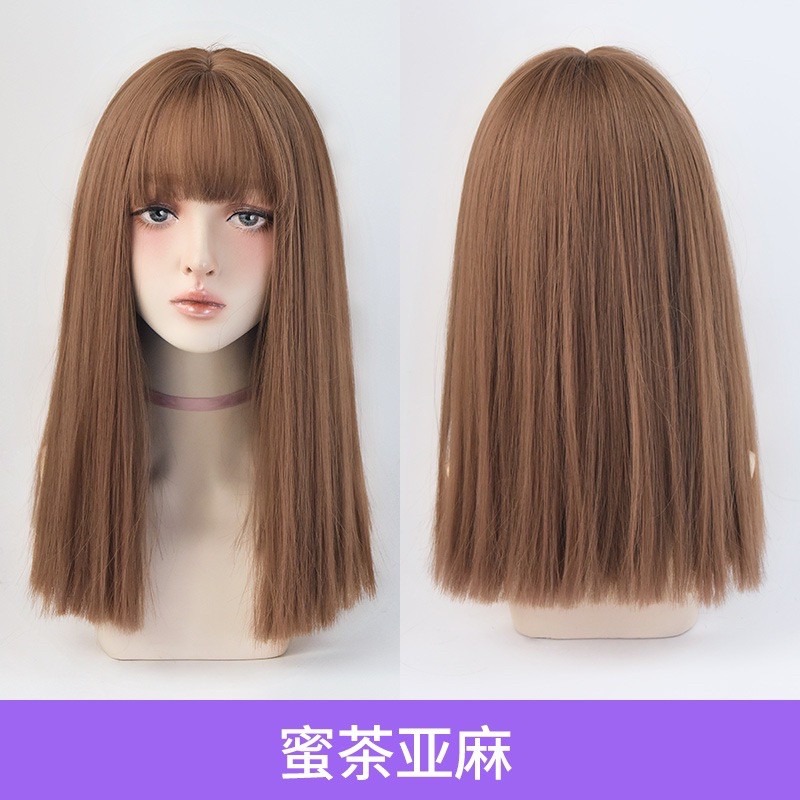 [現貨在台附發票]❀中長款整頂假髮 整頂式假髮女 空氣劉海瀏海漸層挑染中長直全頂假髮日系假髮 6139 508 I-規格圖10