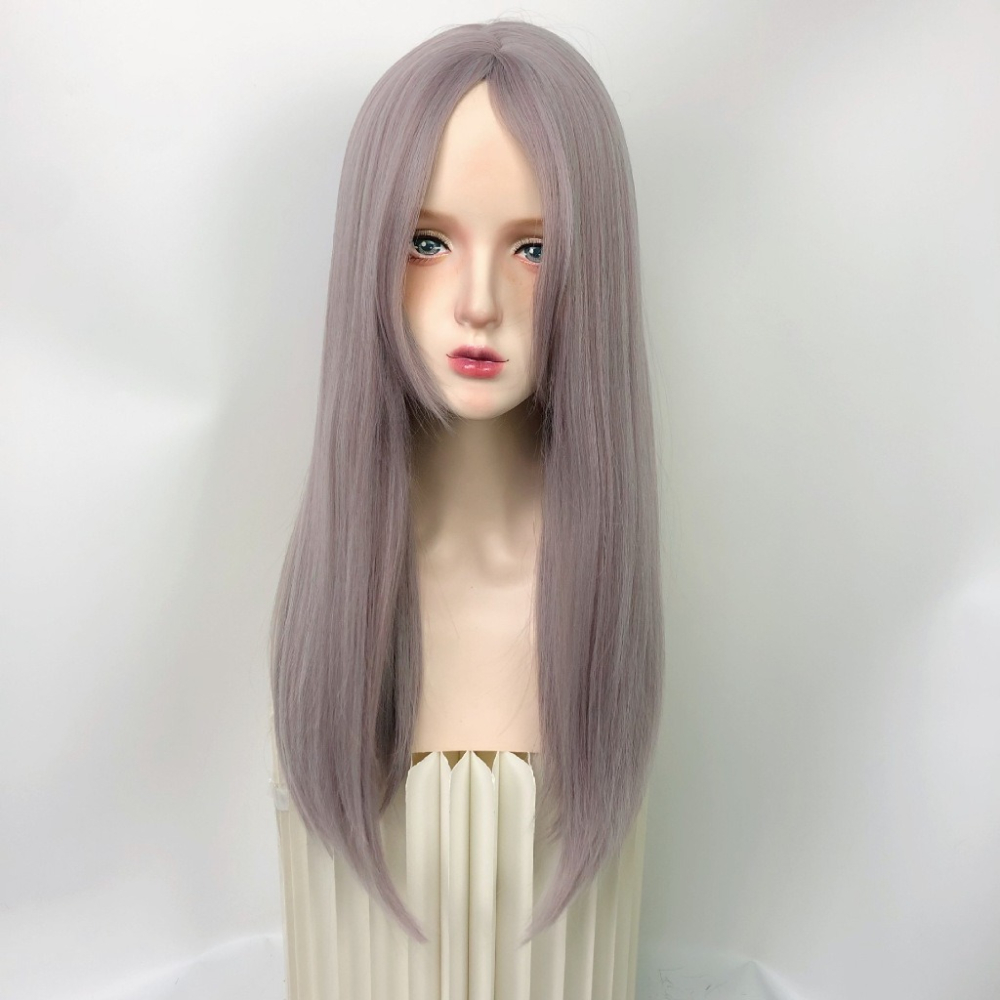 [台灣出貨附發票]❤中分八字劉海假髮 整頂式假髮 假髮女長髮灰紫色長直髮中分全頭套式MGA-136 1333 B I B-細節圖4