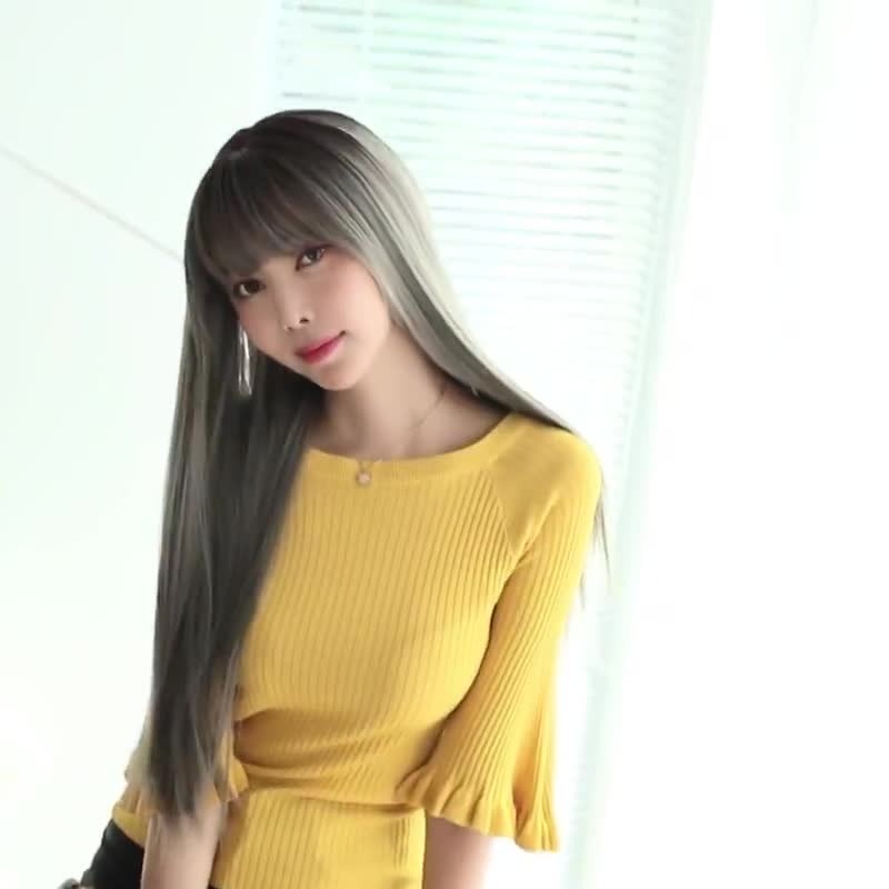 現貨在台附發票🌹韓國新品整頂式假髮 假髮女新款長直髮仿真齊劉海假髮多色時尚全頭套8230 B I-細節圖9