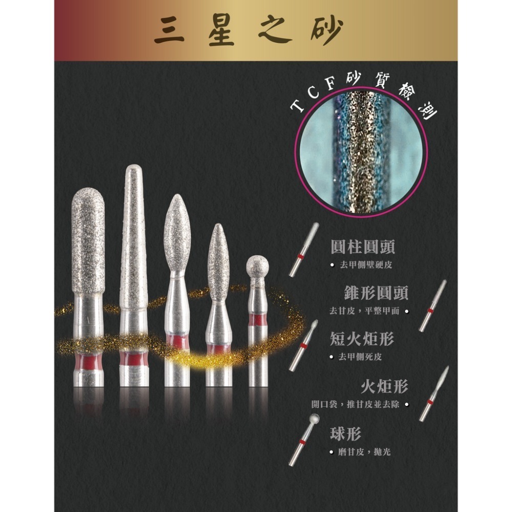 [店長推薦] 2支卸甲磨頭(圓柱形)+鑽石砂俄式保養套組(紅標) 卸甲 不發燙 安全卸甲 人體工學 保養  去甘皮(死皮-細節圖2