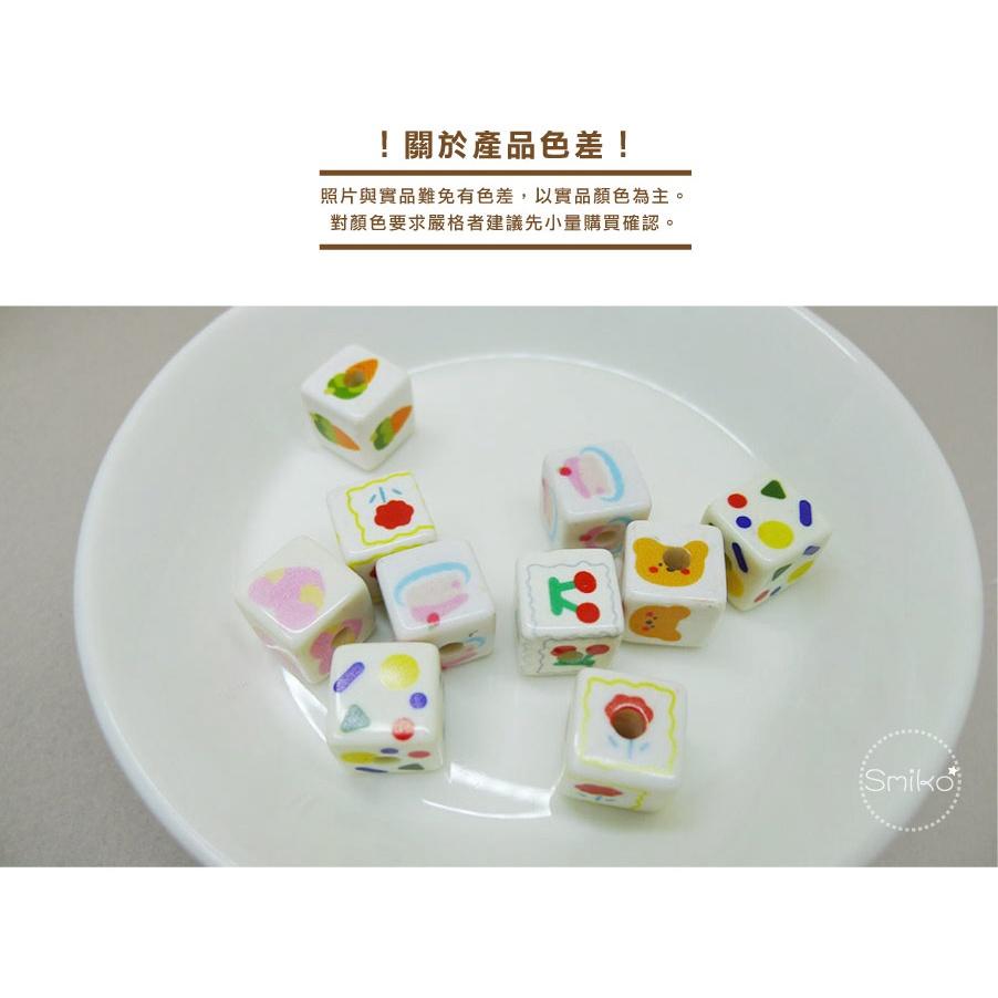 Smiko腸腸妞【5B2U55】13mm手繪風方塊吐司串珠串珠/穿珠 髮飾/髮圈/手作/DIY/兒童-細節圖4