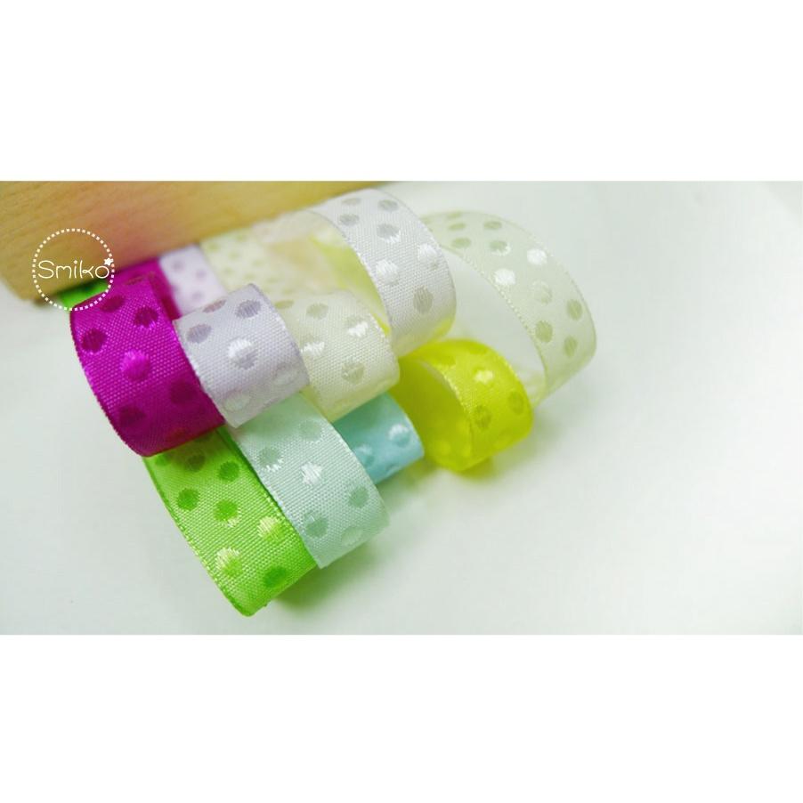 Smiko腸腸妞【7R1U75】(台灣製)9mm紗質緹花華麗圓點緞帶 織帶/緞帶蝴蝶結/包裝/DIY/手作-細節圖5