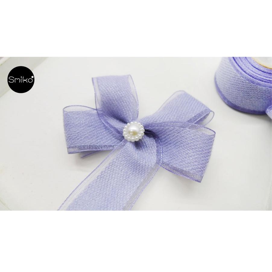 Smiko腸腸妞【5R1U79】25mm透紗邊斜紋毛絨輕挺織帶 珍珠紗/包裝緞帶/蝴蝶結/手作/髮夾/髮圈/婚禮小物-細節圖4