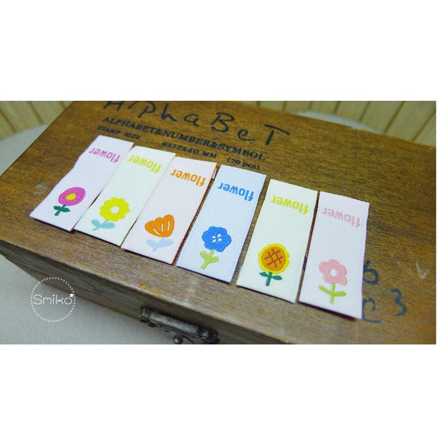 Smiko腸腸妞【5K2U31】15mm對折FLOWER花兒電繡布標 圍兜/平安符袋/背包/織標/手作包包/手作/DIY-細節圖3