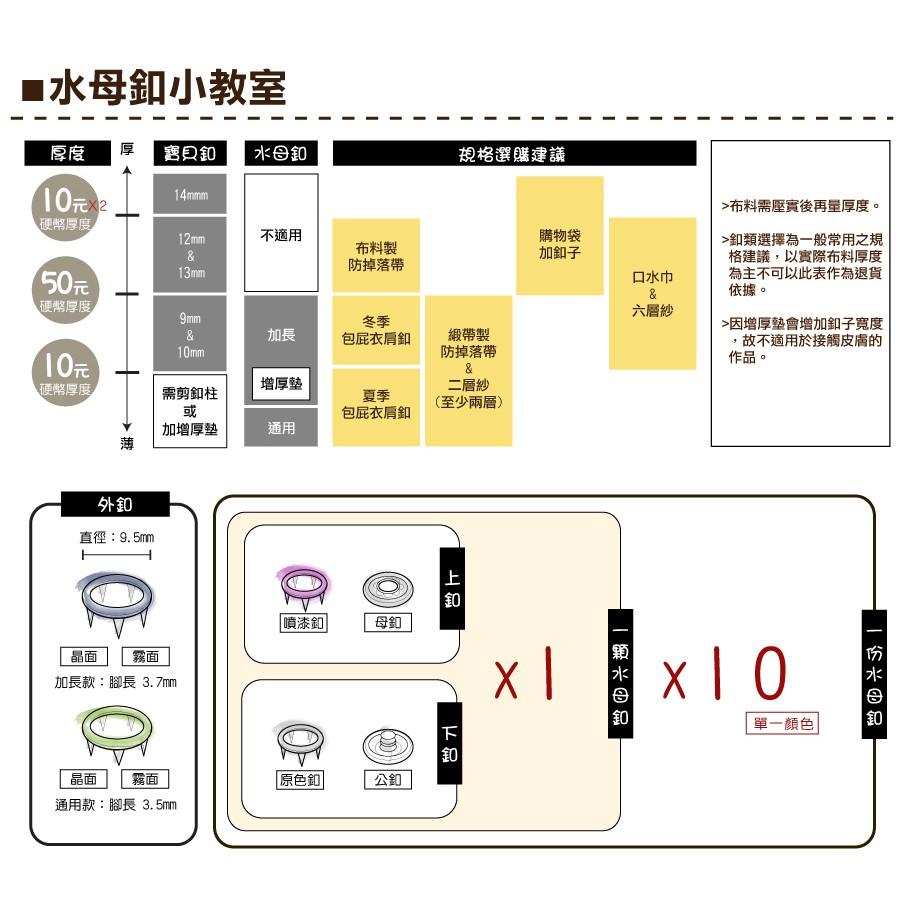 台灣製加厚不生鏽🇹🇼9.5MM晶長空心水母釦/水母扣 雞眼扣/圍兜/口水巾/包屁衣/五爪釦/五爪扣/圍兜/手作/DIY-細節圖6