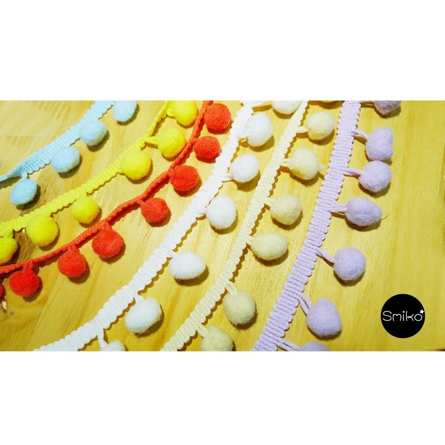 Smiko腸腸妞【5R7131】22mm可愛毛絨豆豆球花邊 緞帶/奶嘴夾/鴨嘴夾/防掉落帶夾-細節圖3