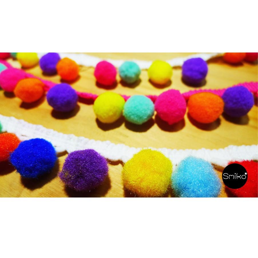 Smiko腸腸妞【5R7132】25mm彩虹大毛絨豆豆球花邊  蕾絲/窗簾/紗布/DIY/門簾/桌巾/副料-細節圖4